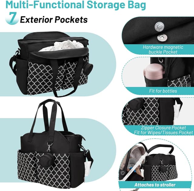 Detalle de comeder Nappy Changing Bags Multifunctional Baby Changing Tote with Waterproof Storage and Pacifier Case