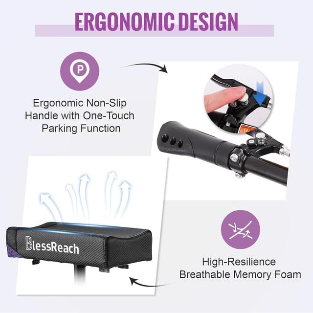 Detalle de BlessReach Steerable Knee Walker Deluxe Medical Scooter (Purple) for Foot Injuries