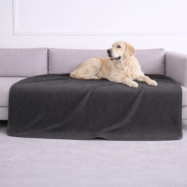 Detalle de Dreamzie wasserdichte Hundedecke für Sofa, Bett & Auto 127x152 cm – reversibel, maschinenwaschbar, dunkelgrau