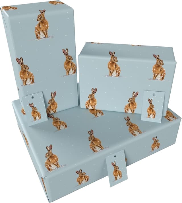 Thumbnail 4 de Re-wrapped Luxury ECO Gift Wrap 6 sheets — Winter Brown Hares