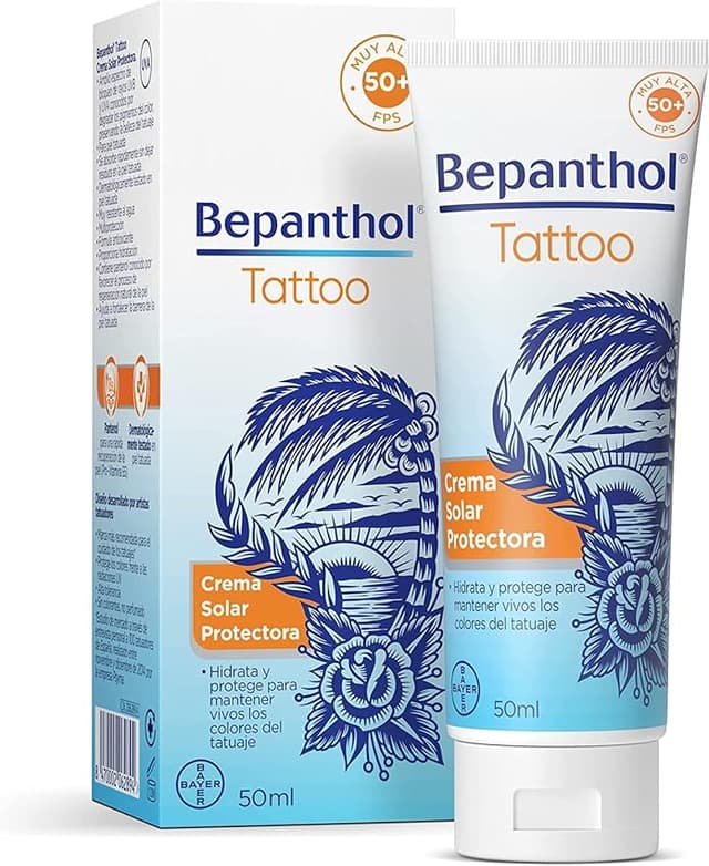 Imagen de Bepanthol Tattoo Crema Solar SPF50 🌞 Protección para Tatuajes 50 ml en OfertitasTOP