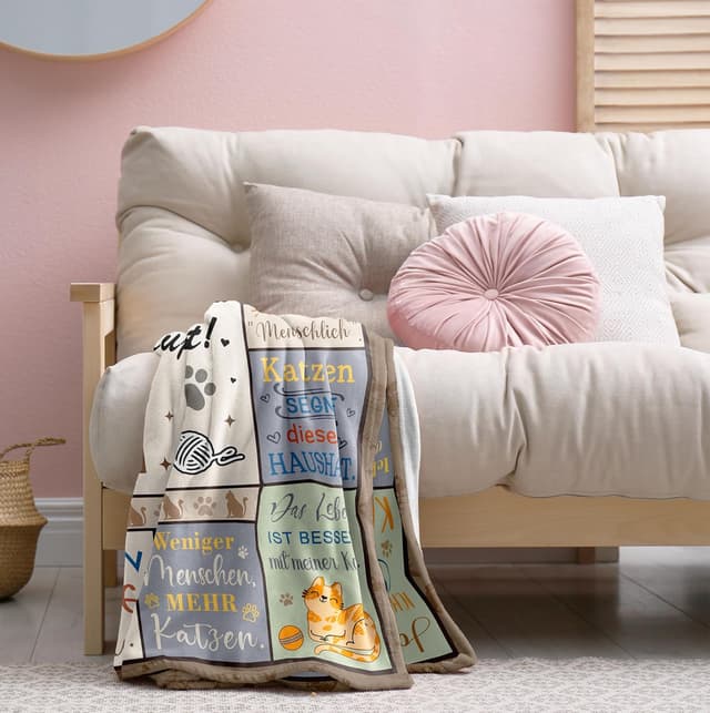 Detalle 2 de Jinmaple Geschenk für Katzenliebhaber: Katzenmama-Fleece-Decke 150 x 130 cm