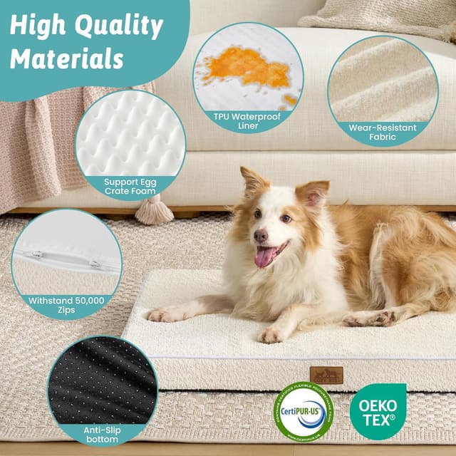 Detalle de COZY KISS Orthopädisches Hundebett für große Hunde (Größe L, 91 x 68 x 7,6 cm) – abnehmbarer Bezug, waschbar
