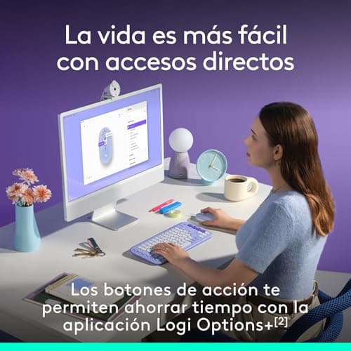 Detalle 2 de Logitech POP Mouse lila — ratón inalámbrico Bluetooth compacto