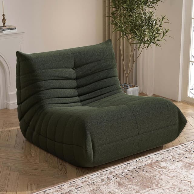 Detalle de Bean Bag Chair Green memory foam support