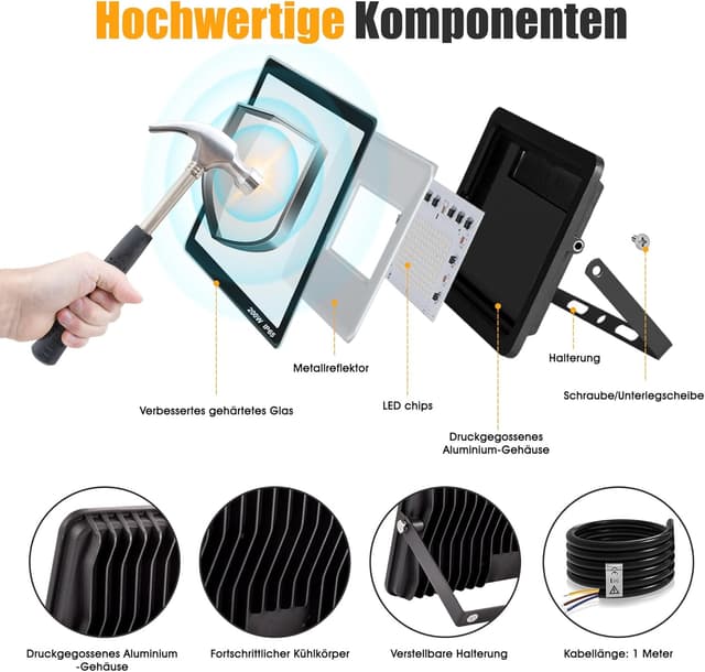 Detalle de Zelvia 150W LED Außenstrahler 15.000 lm