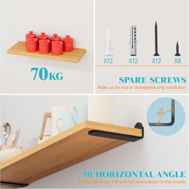 Detalle 1 de 4 Pack 10cm Heavy Duty Metal L Shelf Brackets (70kg rated) in Black