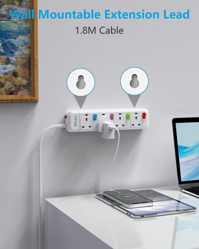 Thumbnail 4 de Mscien Extension Lead 1.8M with 4-way sockets 🪫