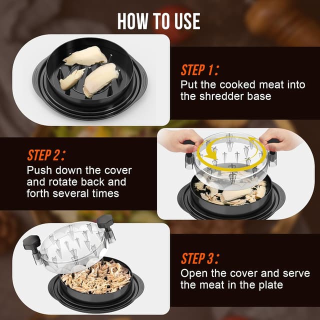 Detalle de SoulLife Chicken Shredder (8 Inches) with Clear Lid