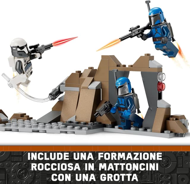 Detalle de LEGO Star Wars 75373 Battle Pack Agguato su Mandalore (The Mandalorian) con 4 minifigure e grotta da costruire