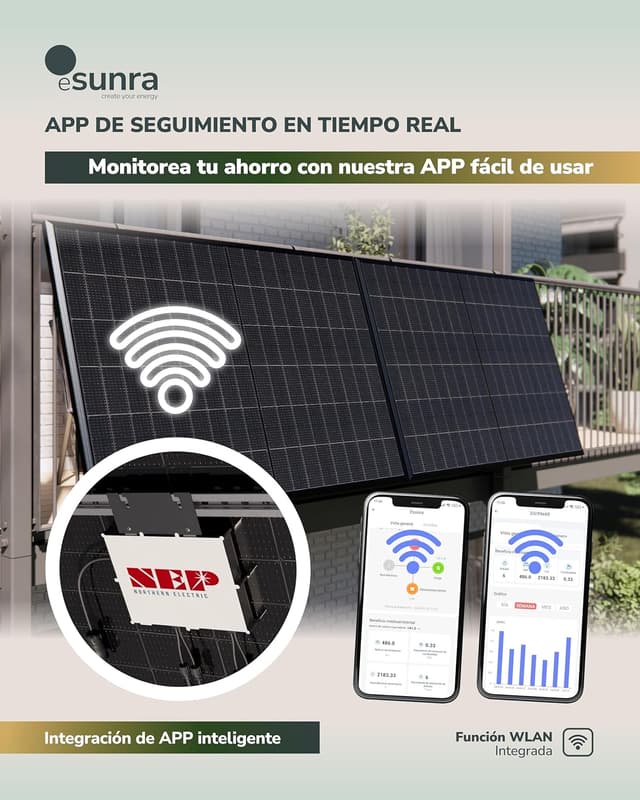 Thumbnail 4 de ESUNRA Kit Solar Balcón 800W 🌞 Bifaciales, Plug & Play