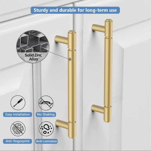 Detalle de Amerdeco 10 Pack Gold Cabinet Pulls with 192mm Hole Centre (Aluminium alloy) AM021