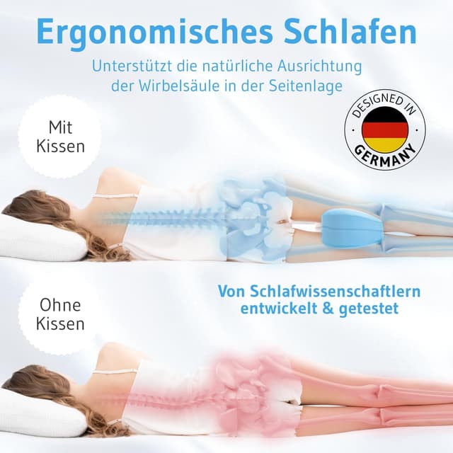 Detalle 2 de Kniekissen Seitenschläfer Orthopädisches Kissen 23,5x9,5 cm