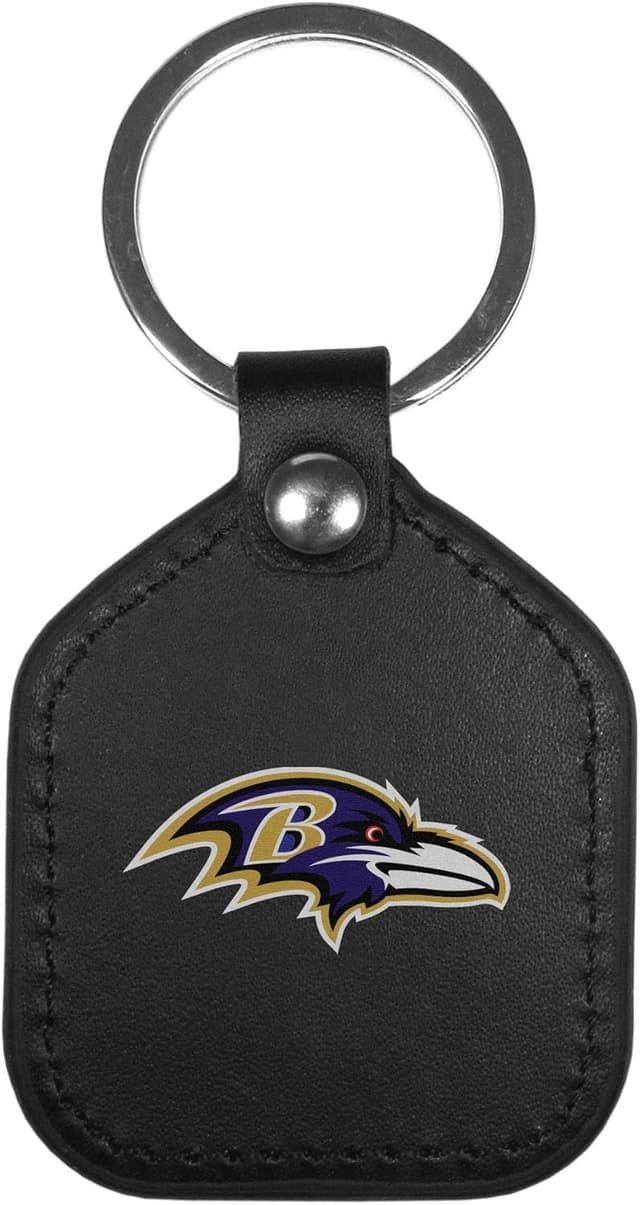 Detalle de Siskiyou Sports NFL Leather Square Key Chain with Baltimore Ravens Logo (Unisex)