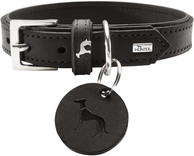 Imagen de Hunter Larvik Hundehalsband Leder Schwarz 35–42 cm en OfertitasTOP