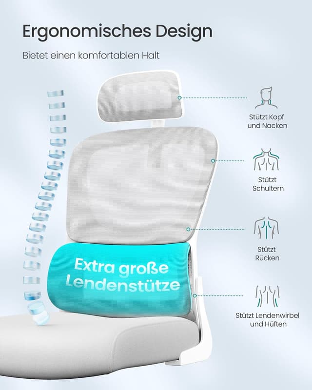 Thumbnail 4 de SONGMICS Bürostuhl OBN041G01 ergonomischer Netzstuhl