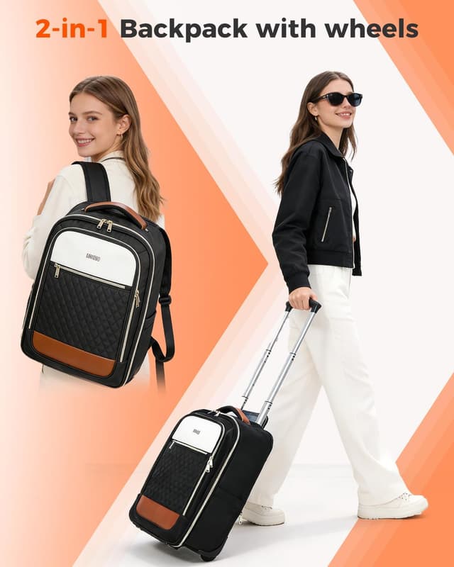 Thumbnail 6 de BMaoBBo wheeled backpack for women (35L) with hidden telescopic handle and 17.3-inch laptop space