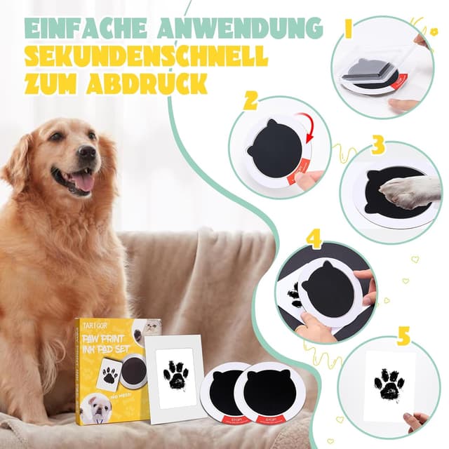 Detalle de Taricor Baby Fussabdruck Set mit Fotorahmen-Karten (Hund & Katze) – 2er Set im Katzenformat