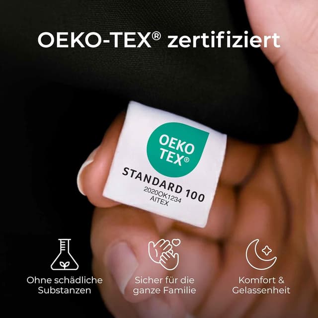 Detalle de Dreamzie Kissenbezug 40x40 Baumwolle Renforcé im 2er-Set, Schwarz