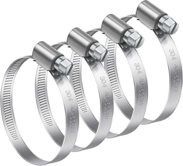 Bolatus Adjustable Hose Clamps (4 pcs) 304 Stainless Steel Worm Drive Clips for Gas and Fuel Line Connections