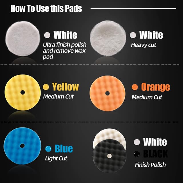 Detalle de ZFE 7-Piece 6 in (150mm) Buffing & Polishing Pads Kit for RO/DA/GA Polishers