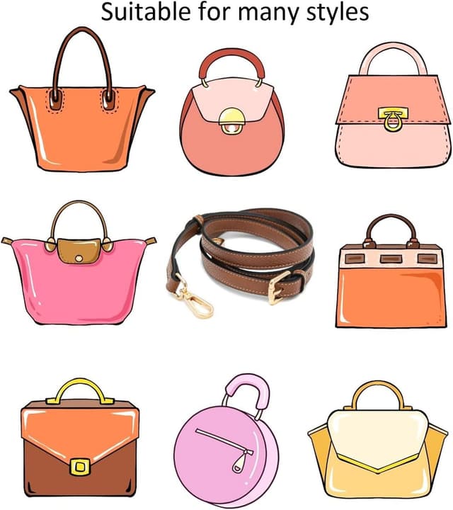 Detalle 1 de Keriocusi Lederriemen für Klein Tasche in Braun – verstellbarer Damen-Taschengurt mit goldfarbenem Karabiner, 90–120 cm (1,2 cm breit)