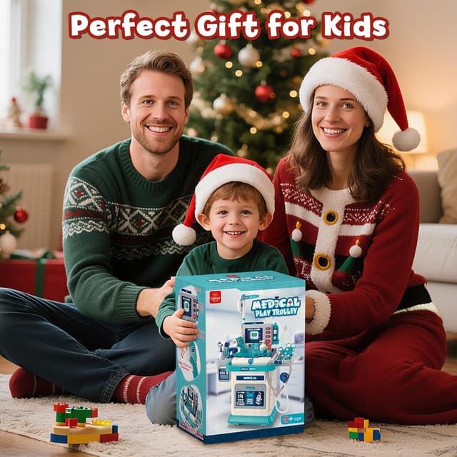 Thumbnail 6 de Lehoo Castle kids doctor set with medical trolley, sound & light play panel and accessories (3+), blue