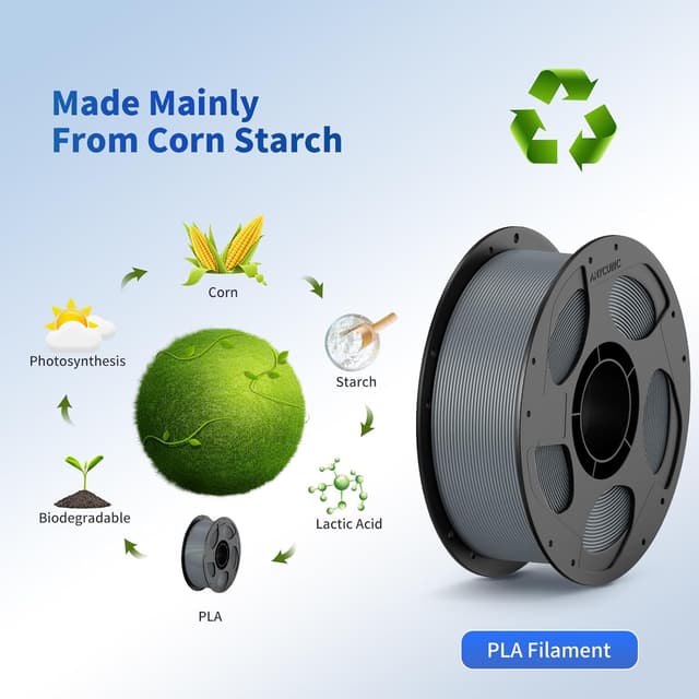 Detalle de Anycubic PLA Filament 1.75mm (Intelligent Identification), 2 Pack 1kg Reusable Spool – Gray