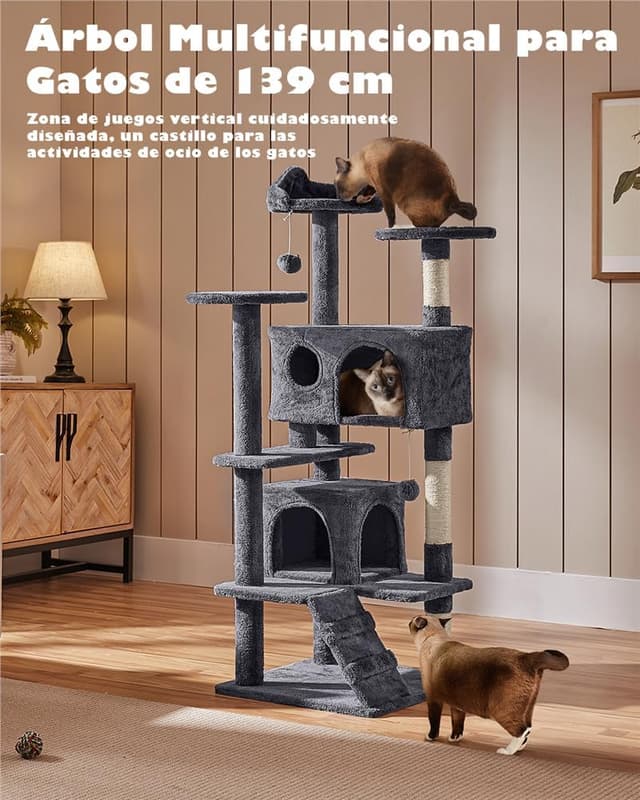Detalle 2 de Yaheetech Árbol rascador 139 cm para gatos
