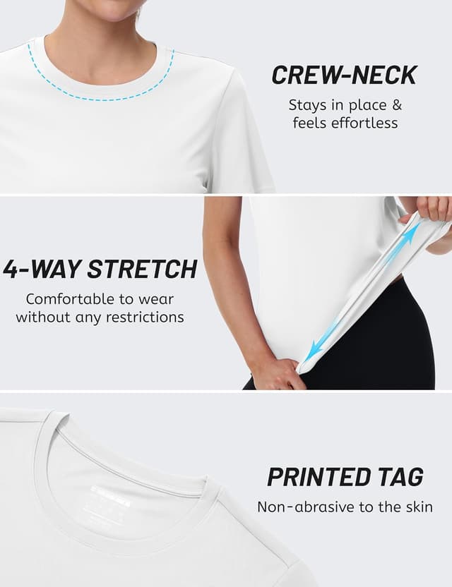 Detalle de TACVASEN Women’s Short Sleeve Workout Shirts with UPF 50+ Sun Protection