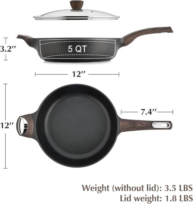 Thumbnail 6 de SENSARTE 12-inch Deep Nonstick Frypan, 5-Quart with Lid