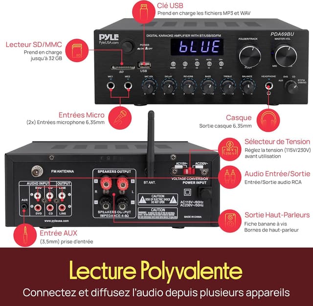 Detalle 2 de Pyle Ampli Bluetooth 300W