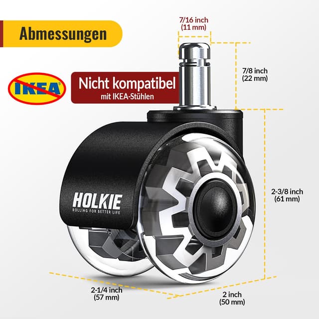 Detalle de HOLKIE Bürostuhl Rollen 11 mm