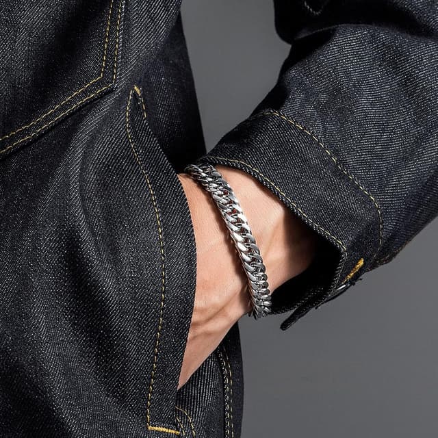 Thumbnail 6 de flintronic Bracciale in acciaio inox da uomo/donna con catena e fibbia magnetica