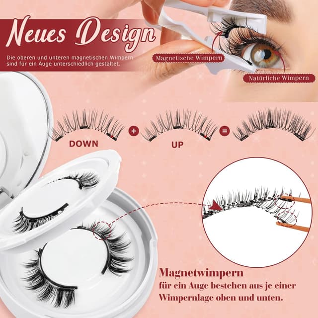 Detalle de Higu clace magnetische Wimpern (mit Applikator) ohne Eyeliner & ohne Kleber – Magnet Wimpern-Set (KIT-HI)