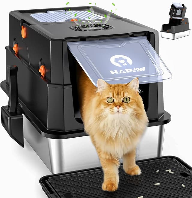 Detalle de HAPAW Stainless Steel Cat Litter Tray — Extra Large 🐱