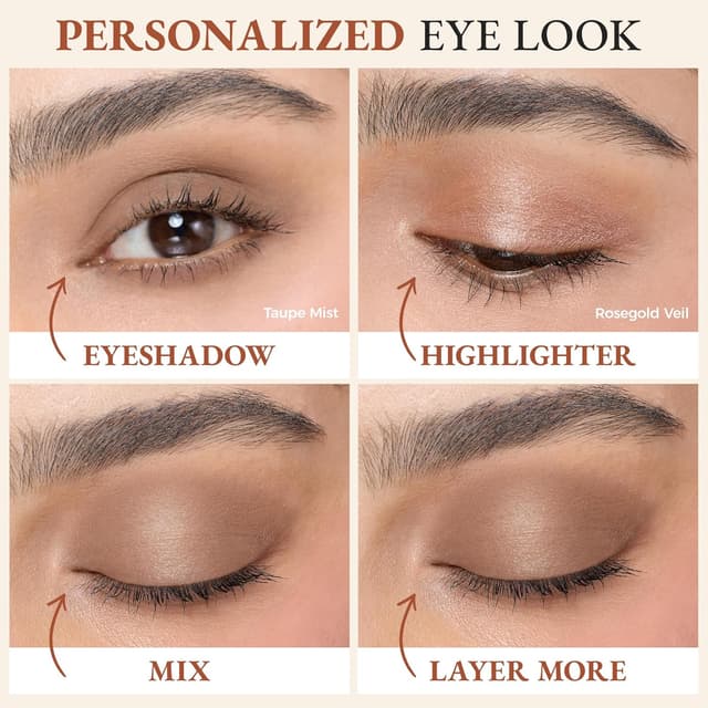 Detalle 2 de Exmiloo Doppelseitiger Lidschatten-Stift (matt & schimmer) Taupe Twilight – wasserfest, wischfest, langanhaltend