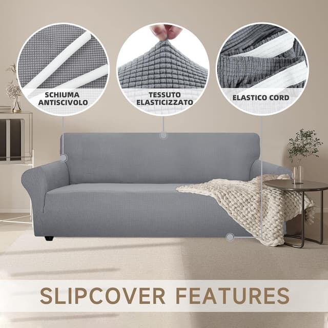 Detalle de Ystyle Housse canapé 3 places gris clair