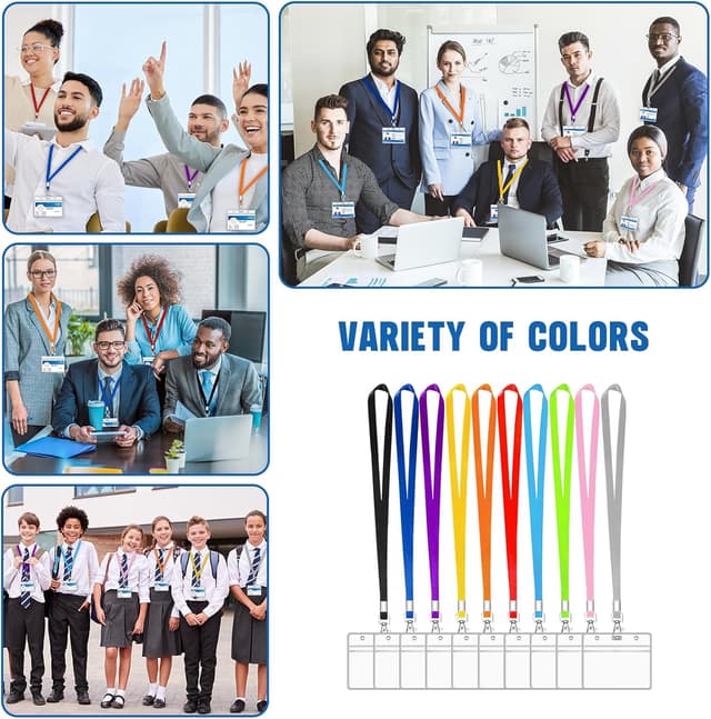 Thumbnail 6 de XHDA 20-pack colourful neck lanyards with clear PVC card holders (for ID cards and staff)