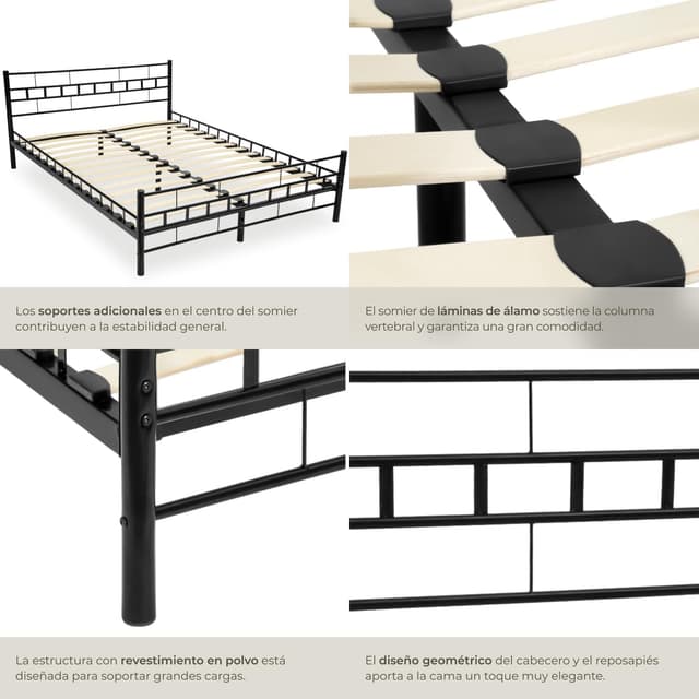 Thumbnail 6 de tectake Cama Matrimonio 140x200 acero