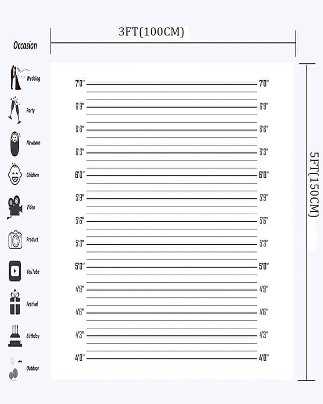 Detalle 2 de Haosphoto Mugshot Backdrop for Photography (3x5FT Police Lineup Poster Background) for Photo Props