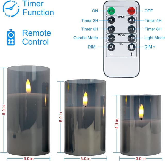 Detalle 2 de Flameless LED candles with timer, set of 3
