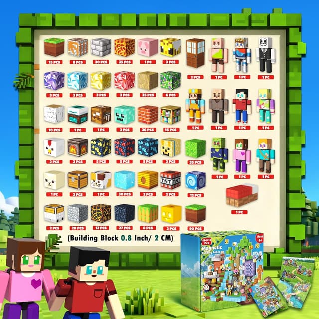Detalle 2 de Annexfun 464PCS Magnetic Blocks with 10 Action Figures STEM Building Set (Ages 6+)