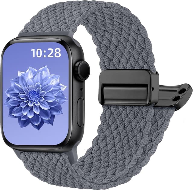Detalle de Oielai braided nylon Apple Watch strap with adjustable magnetic clasp (40/41/42/44/45/46/49mm compatible)