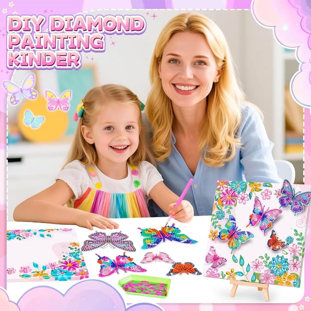 Detalle 2 de Diamond Painting Kinder Schmetterling 5D