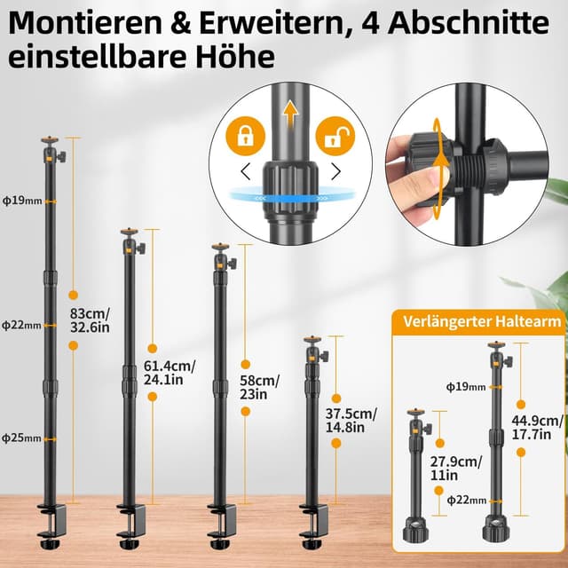Detalle 2 de JEBUTU OS03 Tischstativ Kamera 37-83 cm