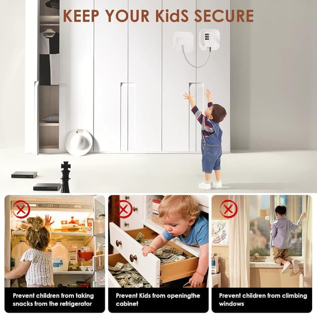 Detalle de Afaneep Kühlschrankschloss ohne Bohren mit Code – Kindersicherung per Klebestreifen