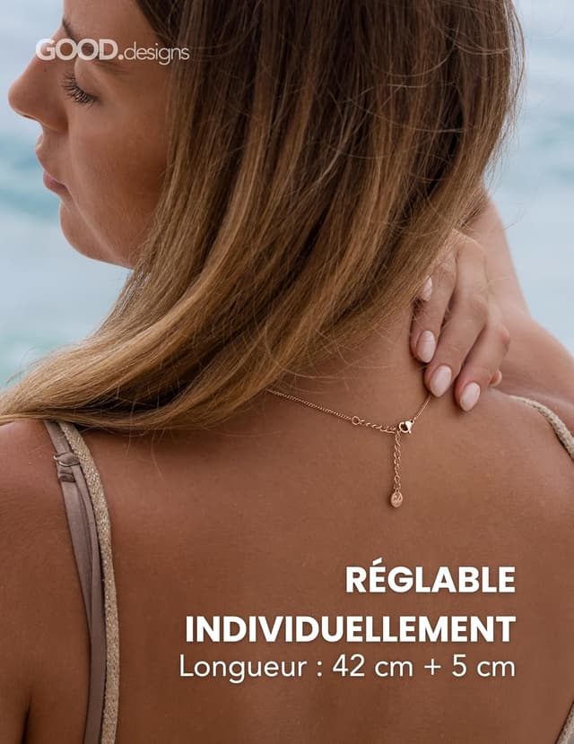 Detalle de GD GOOD.designs EST. 2015 Collier cœur en acier inoxydable 316L avec pendentif en zircone