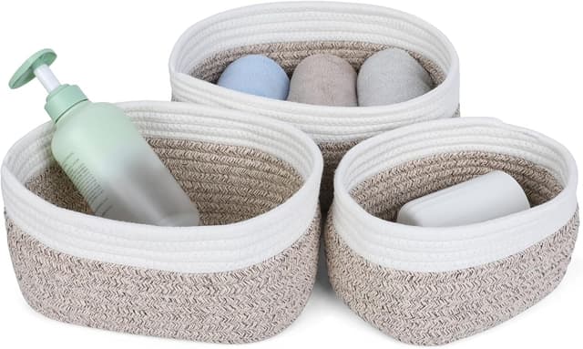 Detalle de Cozary Cestas organizadoras 3 piezas gris