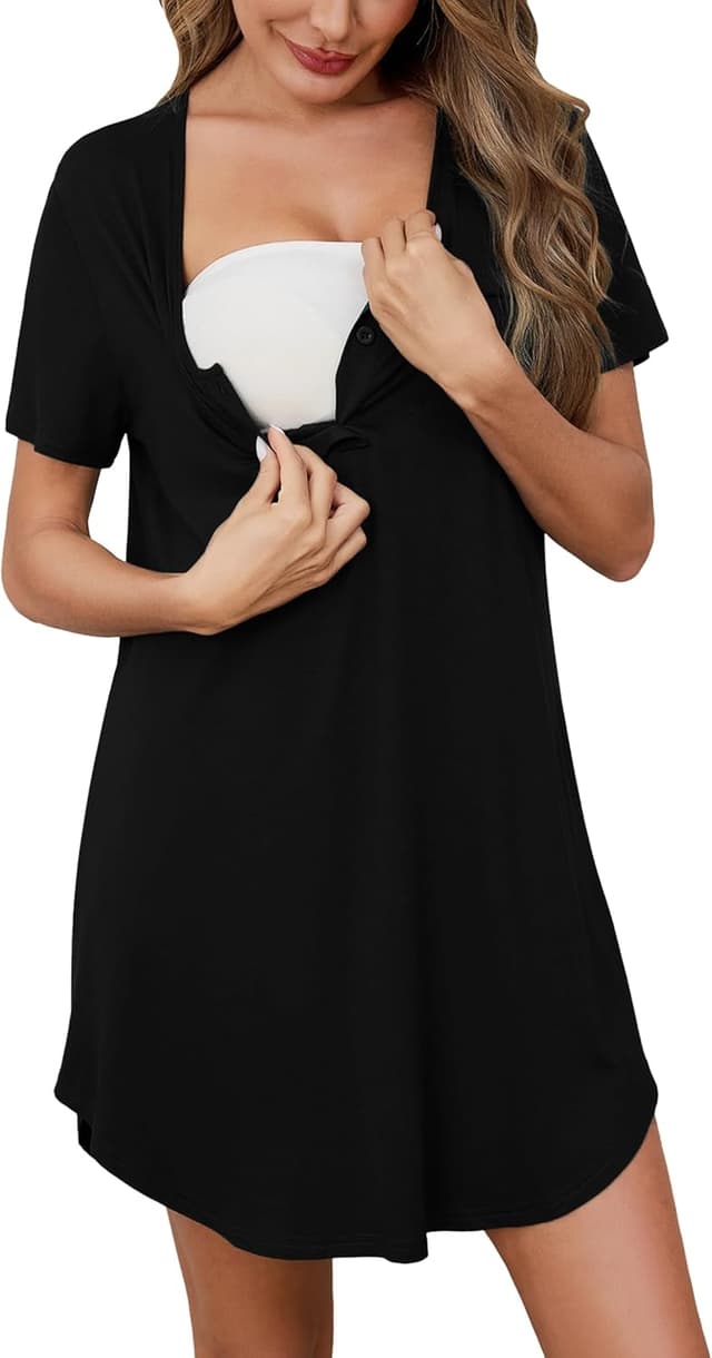 Detalle 2 de Uniexcosm Stillnachthemd Damen Kurzarm